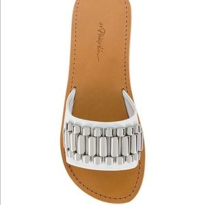 Phillip Lim platform sliders with silver hardware